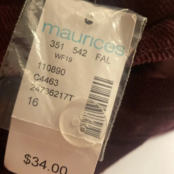 Maurices Burgundy Corduroy Button-Down Skirt with Pockets [Size: 16] - Picture 7 of 7